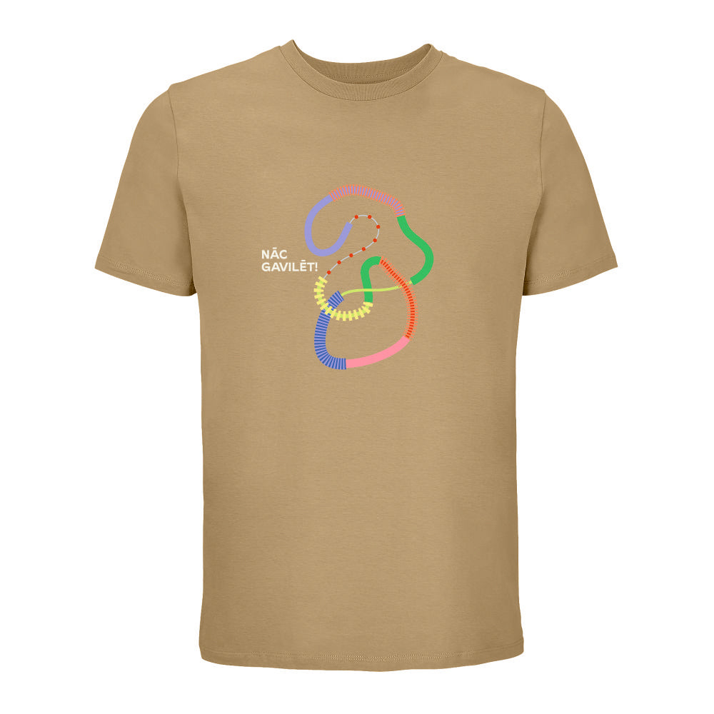 UNISEX T–krekls "Salaca" ar pilnkrāsu grafisko zīmi un uzrakstu "NĀC GAVILĒT!"