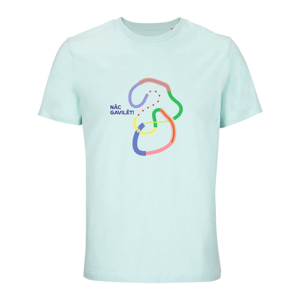 UNISEX T–krekls "Salaca" ar pilnkrāsu grafisko zīmi un uzrakstu "NĀC GAVILĒT!"