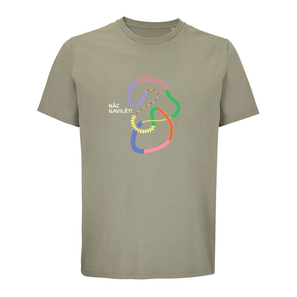 UNISEX T–krekls "Salaca" ar pilnkrāsu grafisko zīmi un uzrakstu "NĀC GAVILĒT!"