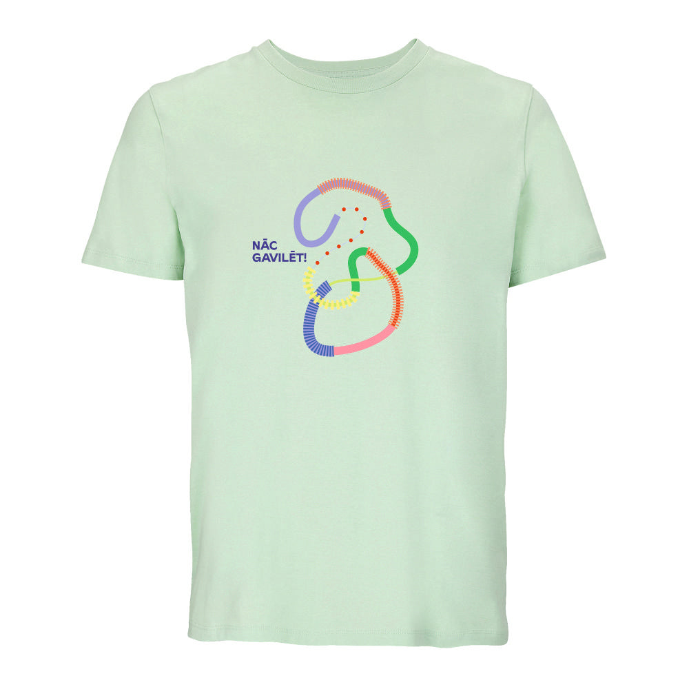UNISEX T–krekls "Salaca" ar pilnkrāsu grafisko zīmi un uzrakstu "NĀC GAVILĒT!"