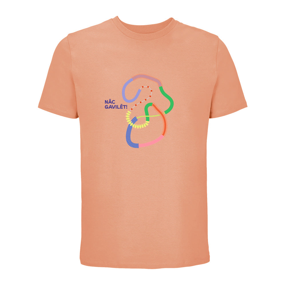 UNISEX T–krekls "Salaca" ar pilnkrāsu grafisko zīmi un uzrakstu "NĀC GAVILĒT!"