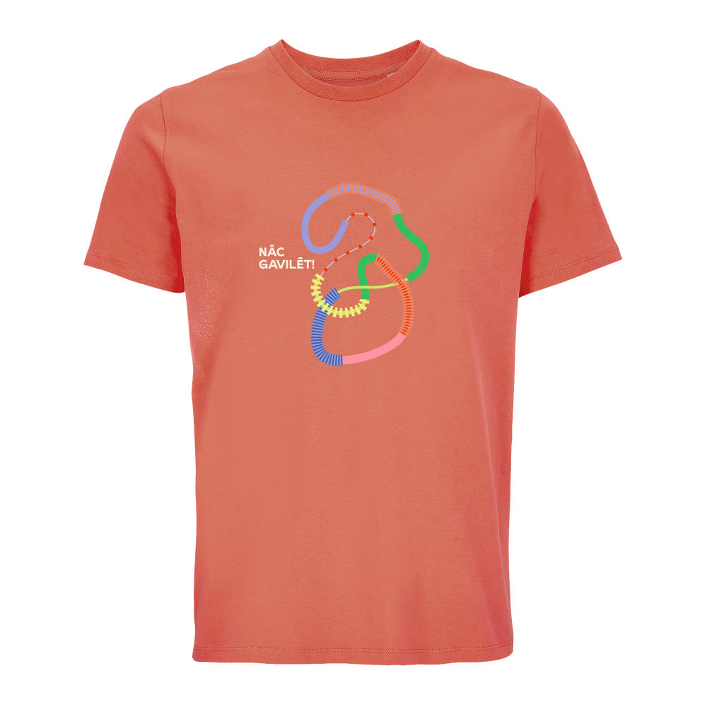 UNISEX T–krekls "Salaca" ar pilnkrāsu grafisko zīmi un uzrakstu "NĀC GAVILĒT!"