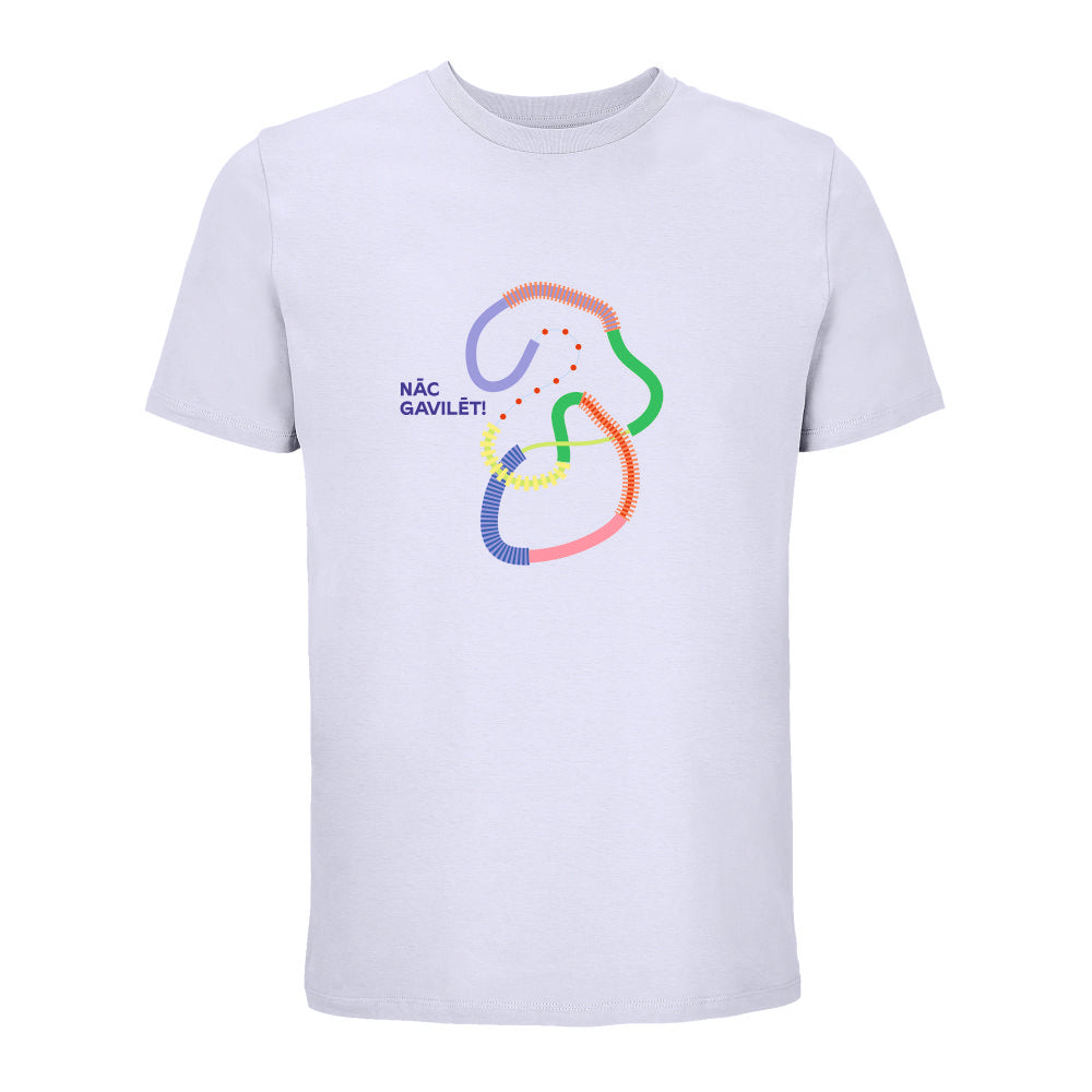 UNISEX T–krekls "Salaca" ar pilnkrāsu grafisko zīmi un uzrakstu "NĀC GAVILĒT!"