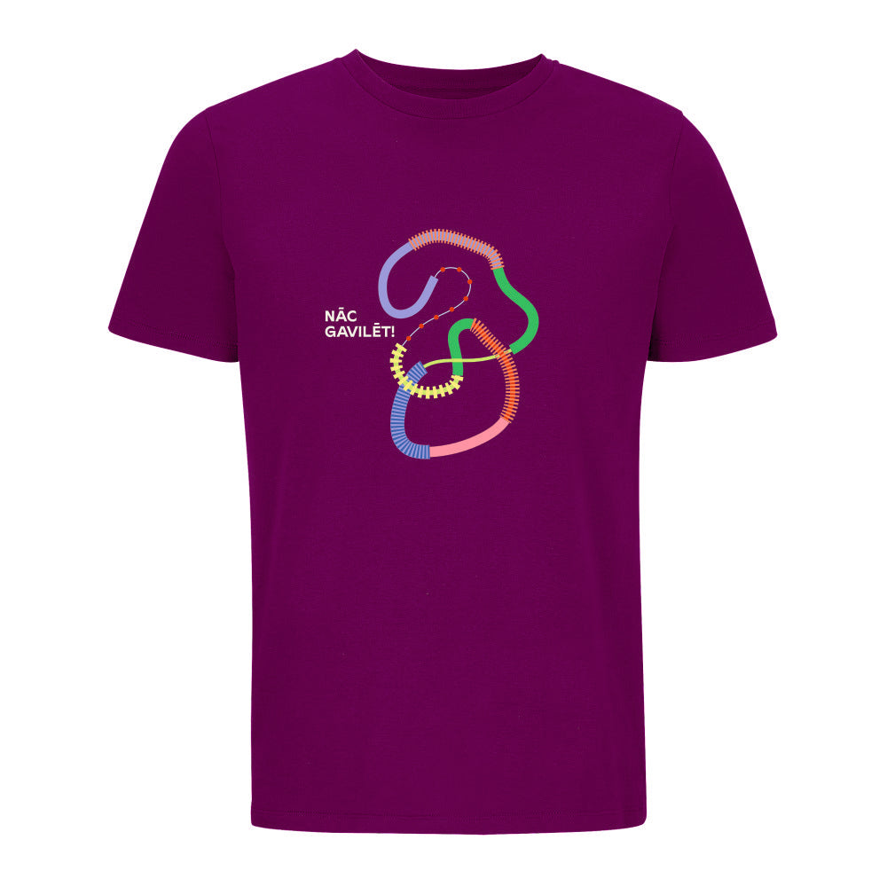 UNISEX T–krekls "Salaca" ar pilnkrāsu grafisko zīmi un uzrakstu "NĀC GAVILĒT!"
