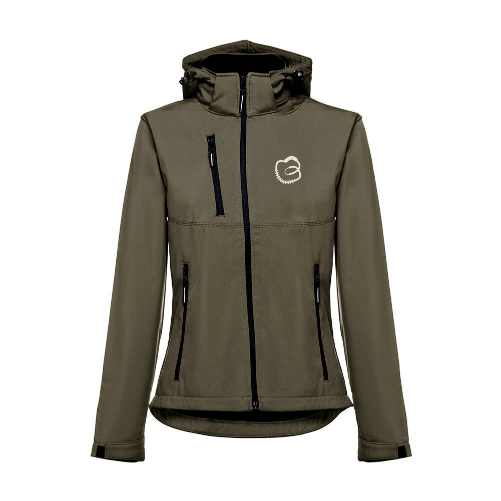 Sieviešu softshell jaka "Spradzene" ar izšūtu vienkrāsu grafisko zīmi